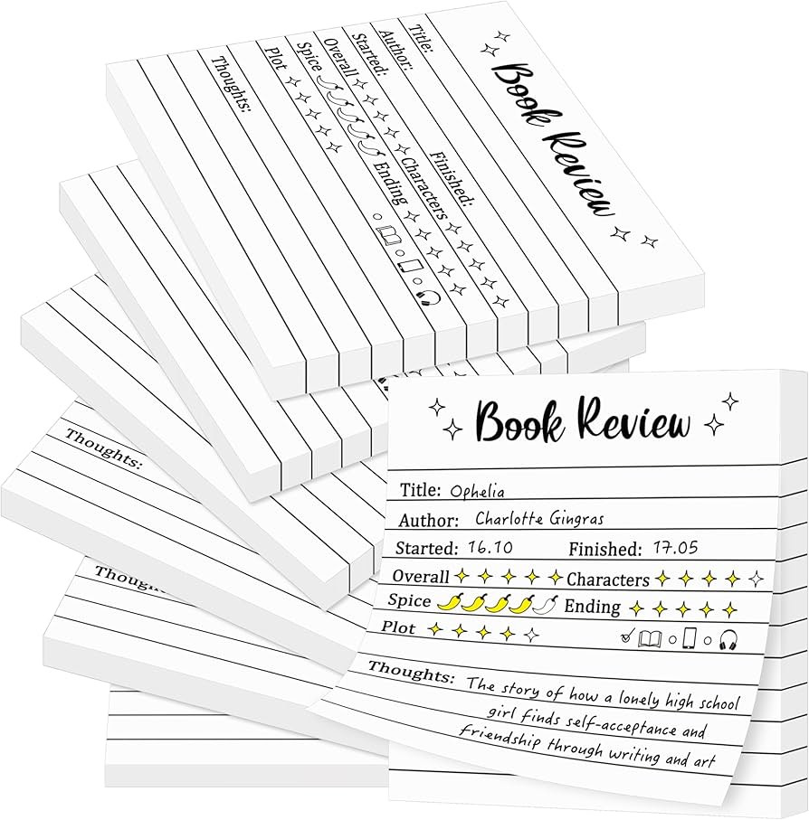 L1rabe Book Review Mini Sticky Notes - 6Pcs Back to School Self-Stick Note Pads Reading Journals ... | Amazon (US)