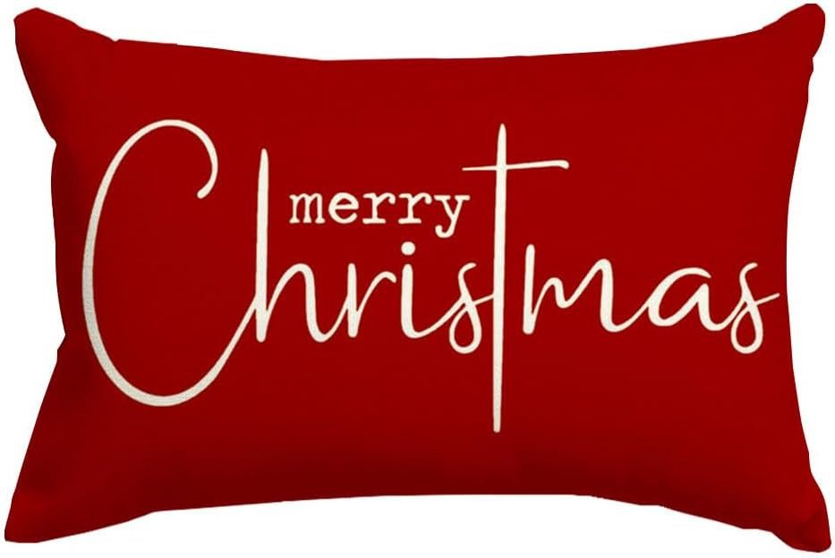 RABUSOFA Christmas Pillow Covers 12x20 Inch,Red Merry Christmas Saying Decorations Winter Decorat... | Amazon (US)