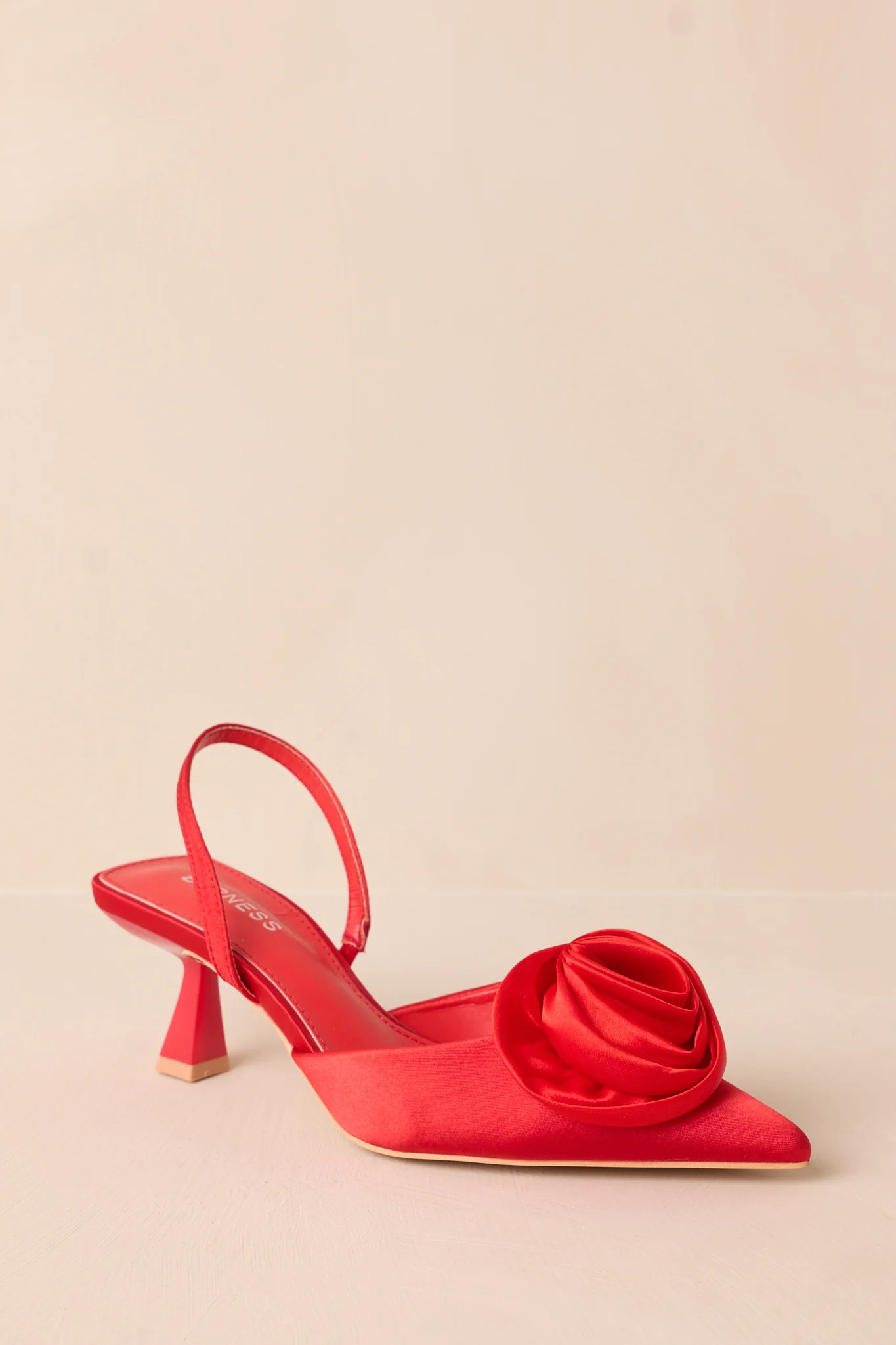 The Beats Of My Heart Red Slingback Kitten Heels | Red Dress