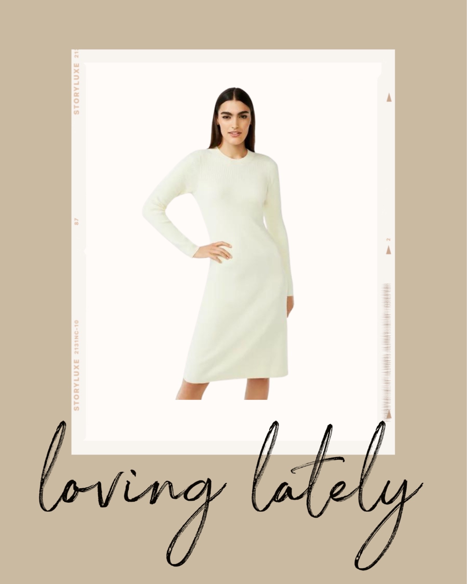 Kat Jamieson of With Love From Kat shares a sweater dress. Neutral style, cream dress, fall style, midi dress, neutral dress. 