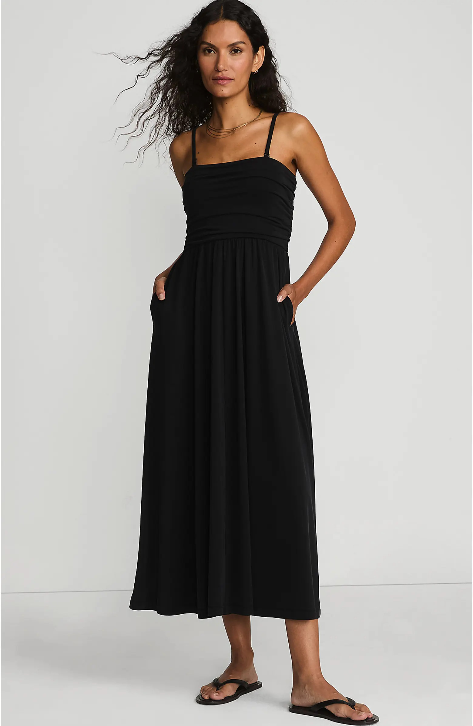 Lands' End Women's Cupro Bandeau Maxi Dress with Removable Straps | Nordstrom | Nordstrom