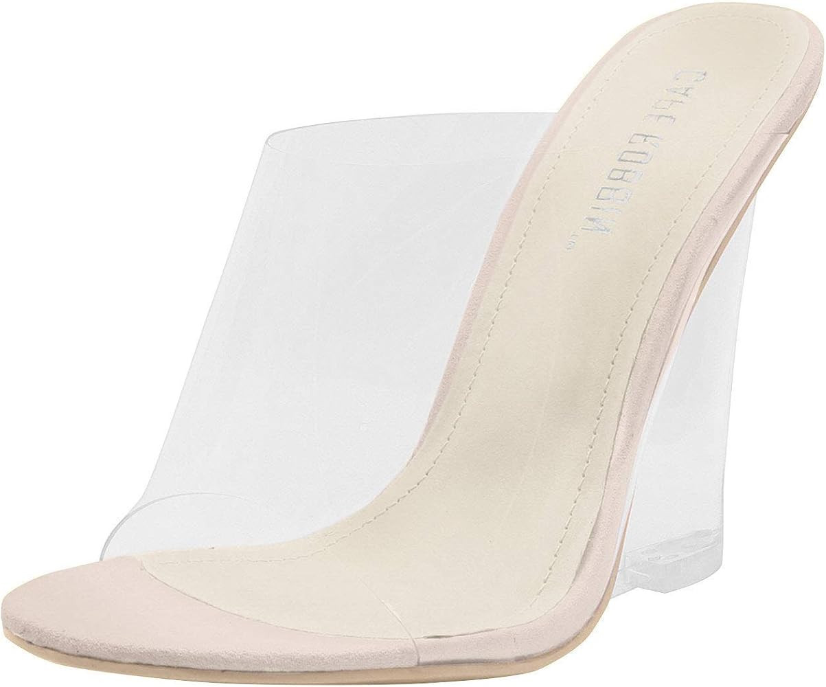 Cape Robbin Lemonade Clear Chunky Block Wedge Heels for Women, Transparent Open Toe Shoes Heels f... | Amazon (US)