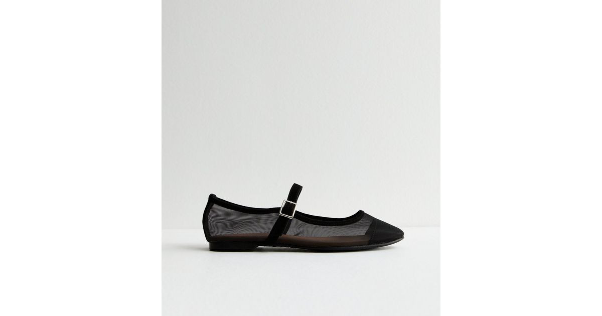 Black Mesh Mary Jane Ballet Pumps
						
						Add to Saved Items
						Remove from Saved Items | New Look (UK)