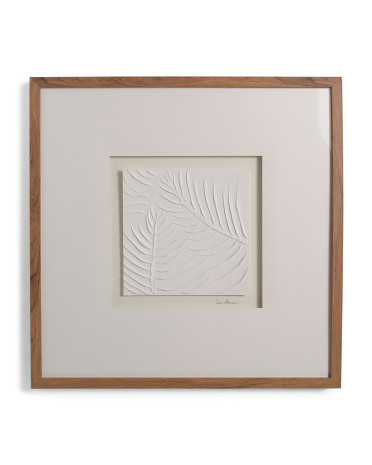24x24 Plaster Palm Frond Shadowbox Walnut Frame Wall Art | TJ Maxx