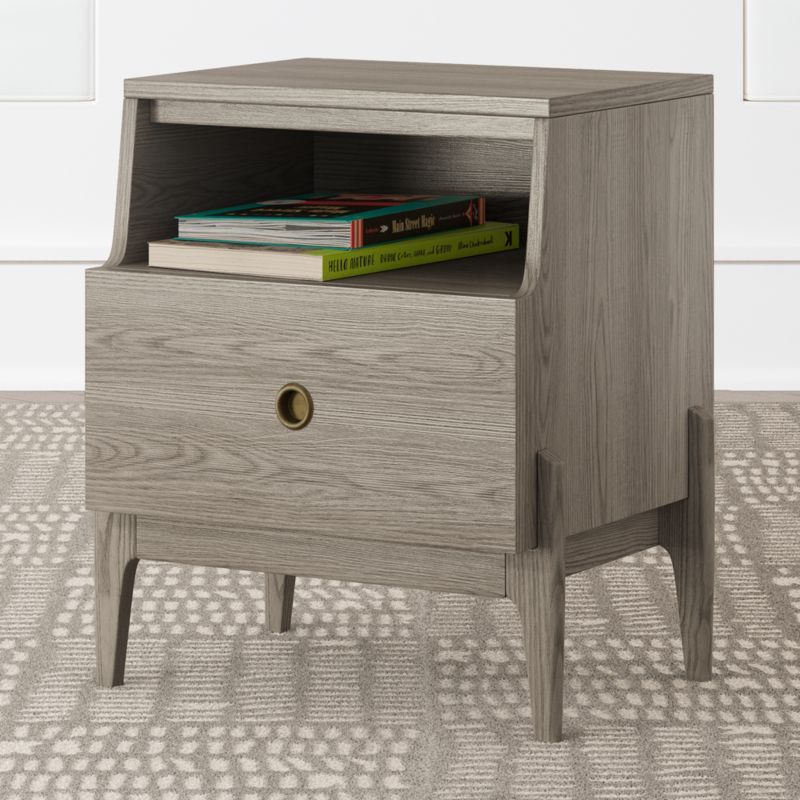 Kids Wrightwood Grey Stain Nightstand | Crate & Barrel