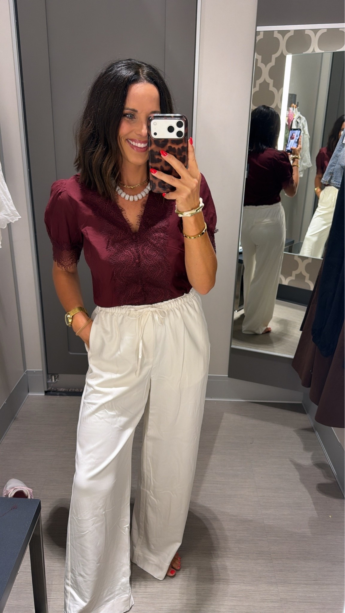 This blouse is giving boutique vibes without the boutique price. 🤍 The lace detail and rich burgundy color make it feel so elevated, and it’s perfect for work, church, or date night paired with white pants or your favorite denim.

Top: Target
Size: Small ✨

#TargetStyle #TargetFinds #TargetFashion #BoutiqueStyle #FallTransition #BurgundyStyle #EverydayOutfit #AffordableFashion #LTKStyle #TargetOOTD