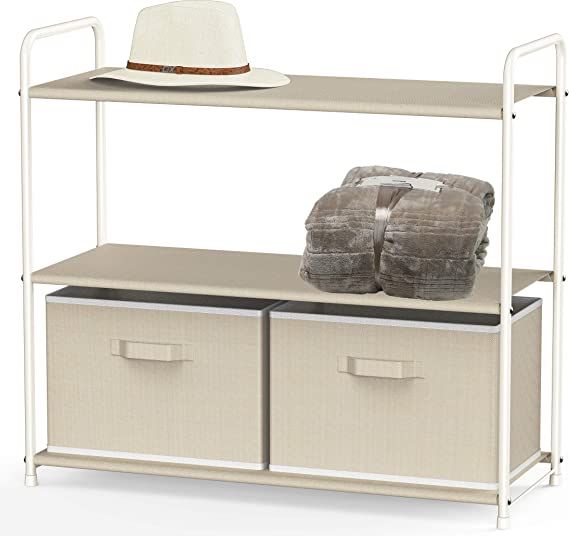 Simple Houseware 3-Tier Closet Storage with 2 Drawers, Beige | Amazon (US)