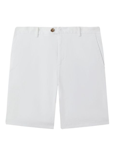 Modern Fit Cotton Blend Chino Shorts in White | Reiss US