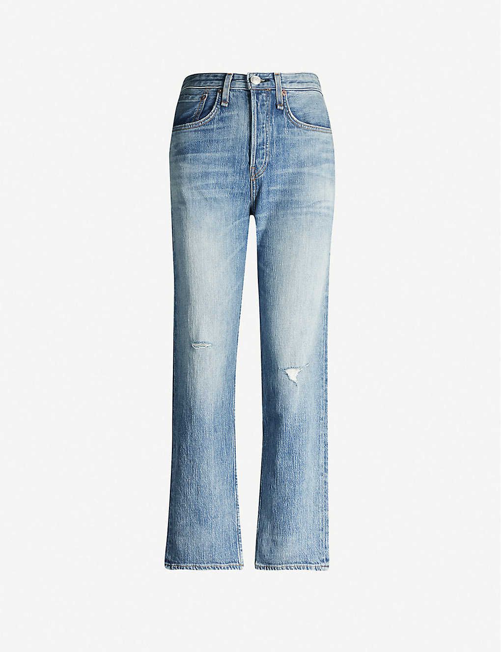 Maya ripped straight high-rise jeans | Selfridges