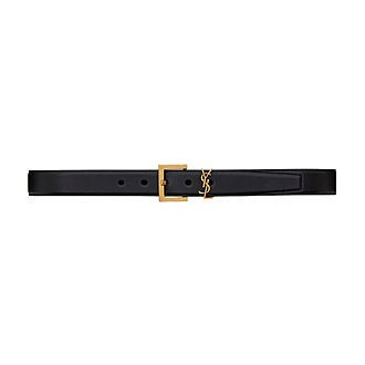 Monogram Square Buckle Leather Belt | Brown Thomas (IE)