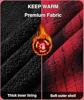 ZITY Mens Sherpa Flannel Shirt Jacket Plaid Fleece Lined Hoodie Full Zip Long Sleeve Winter Warm ... | Amazon (US)