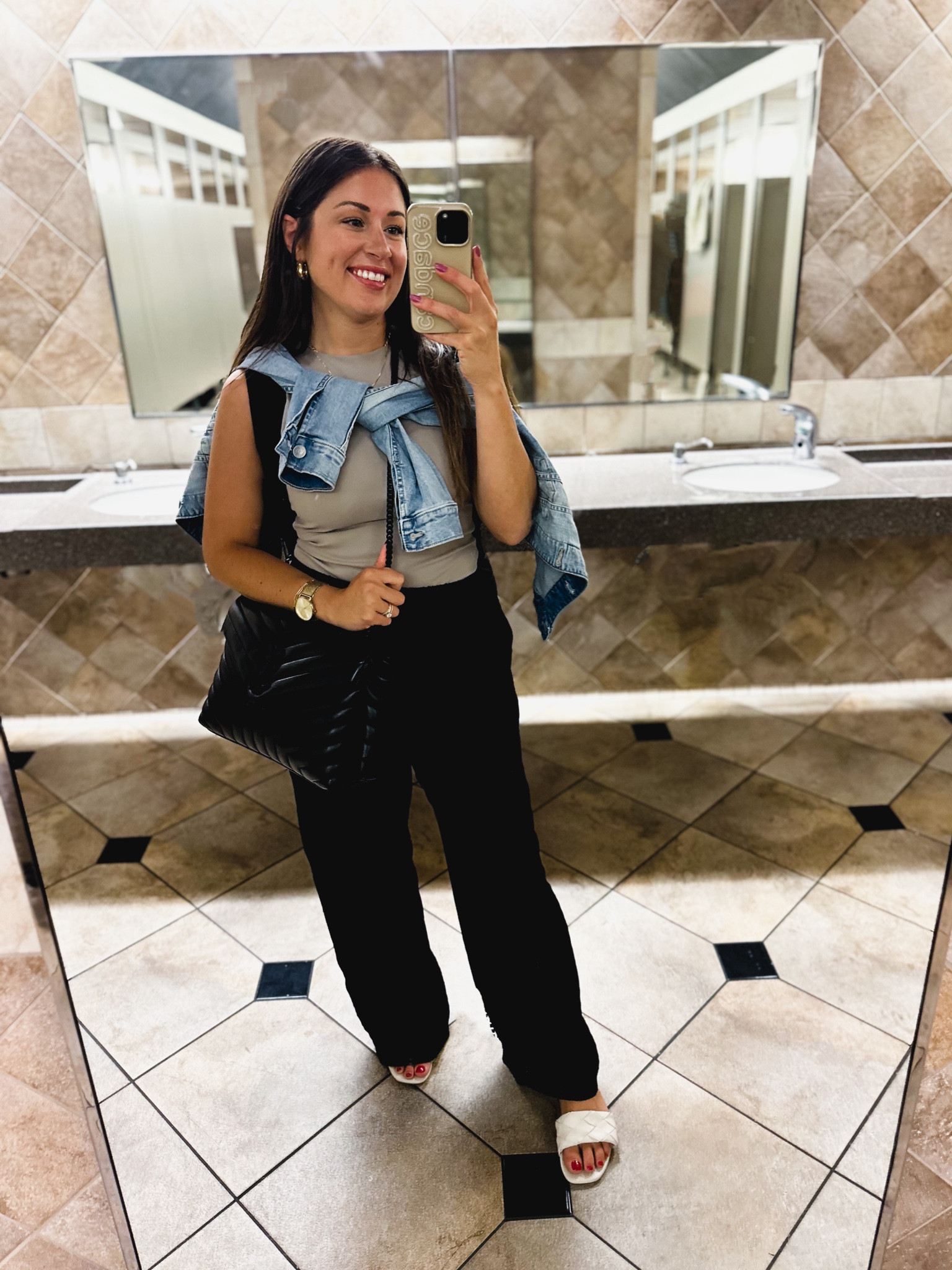 Wearing a 6 in pant for a loose flare fit 🖤

#LTKsalealert #LTKunder100 #LTKtravel