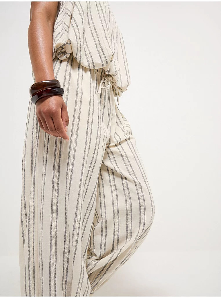 Cream Striped Textured Balloon Co-ord Trousers | George