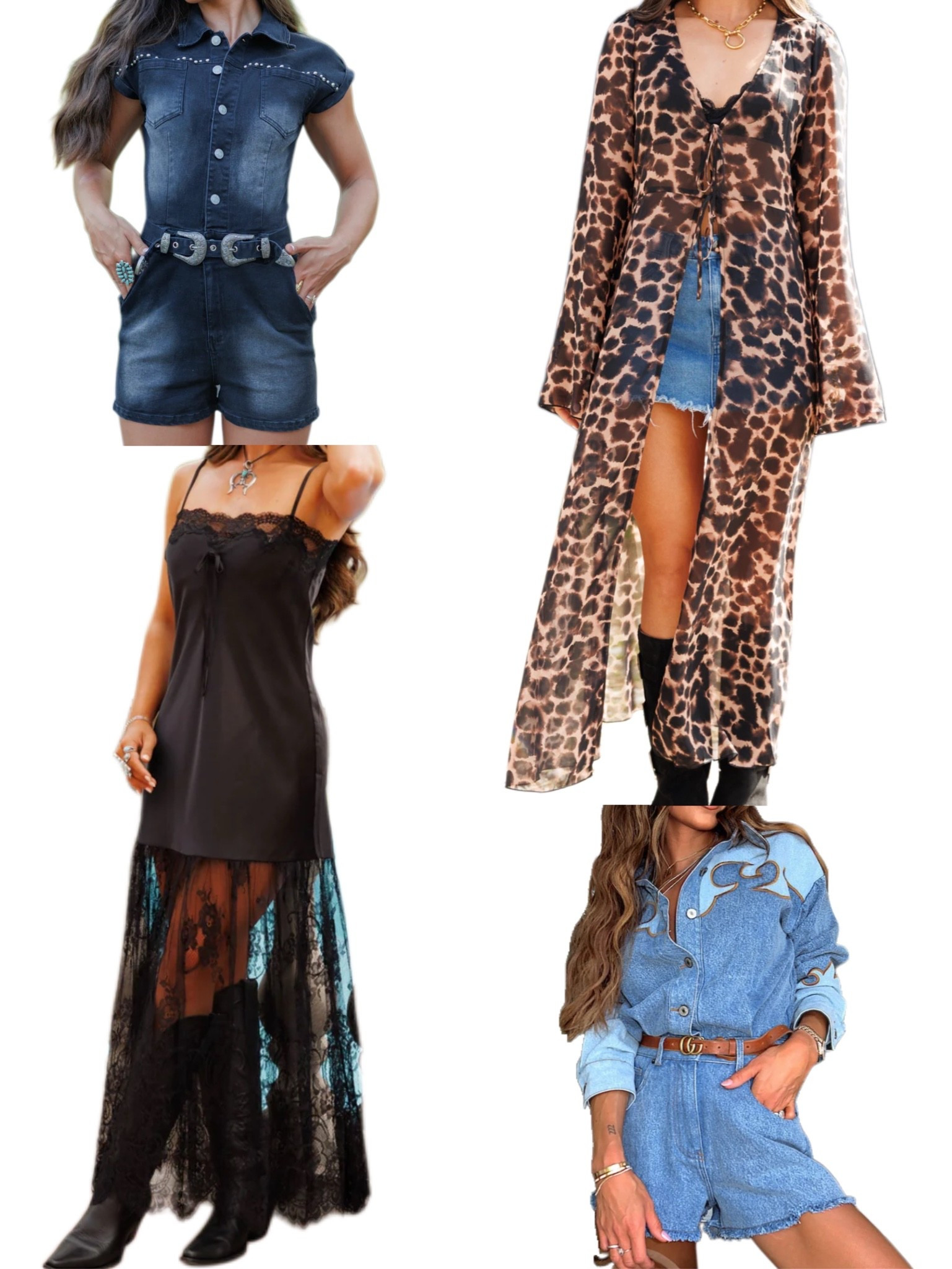 Denim rompers and edgy western pieces!!