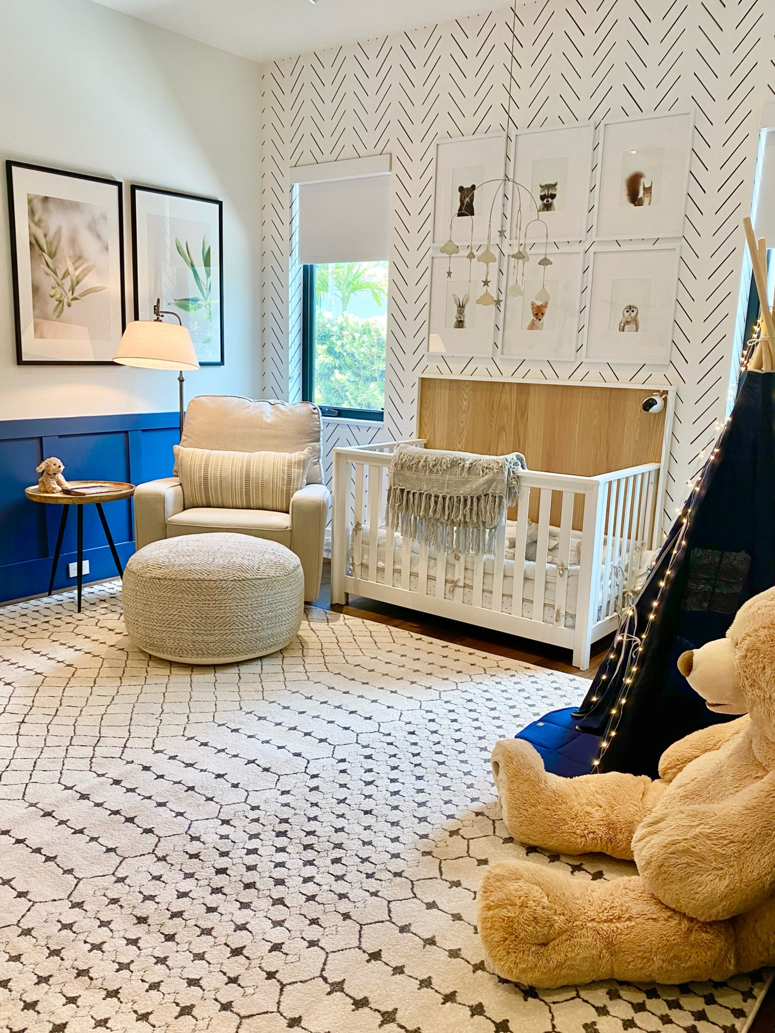 A room fit for a baby prince.👑 A nursery should be warm, cozy and filled with love. This is the first room your baby will get to experience so making sure the crib, rug, rocking chair, wallpaper and all the elements in the room are soft and inviting but also visually engaging  

#LTKfamily #LTKhome #LTKkids