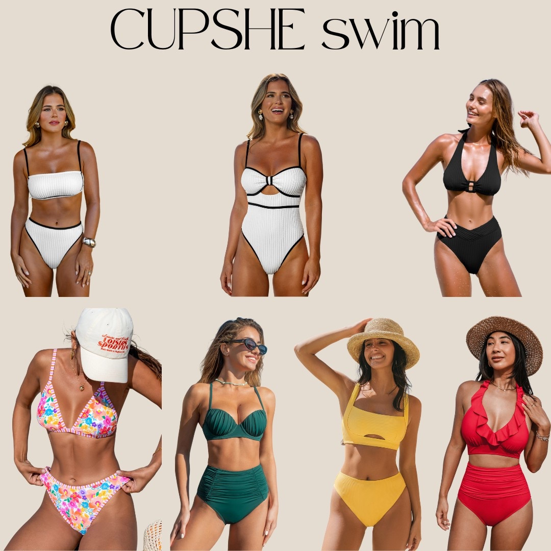 one piece swimsuit. two piece swimsuit. bikini. high waisted bottoms. 

#LTKFindsUnder50 #LTKSwim #LTKSeasonal