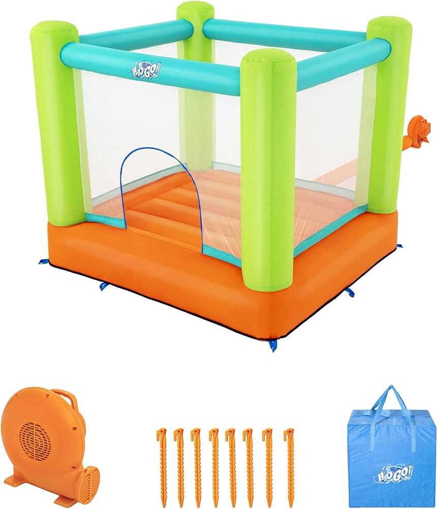 Bestway Jump And Soar Kids Inflatable Bounce House with Air Pump, Stakes, and Storage Bag for Ind... | Amazon (US)