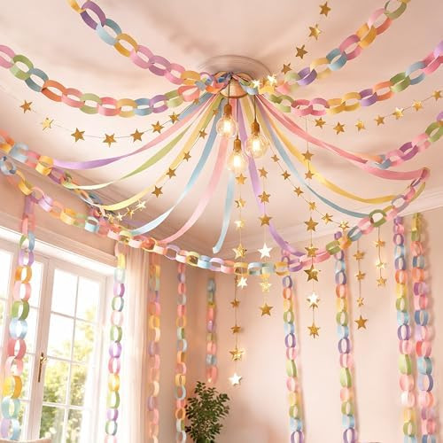 Gleebixi Pastel Birthday Party Decorations Kit with 492ft Crepe Paper Streamers, 300 Sheets Paper... | Amazon (US)
