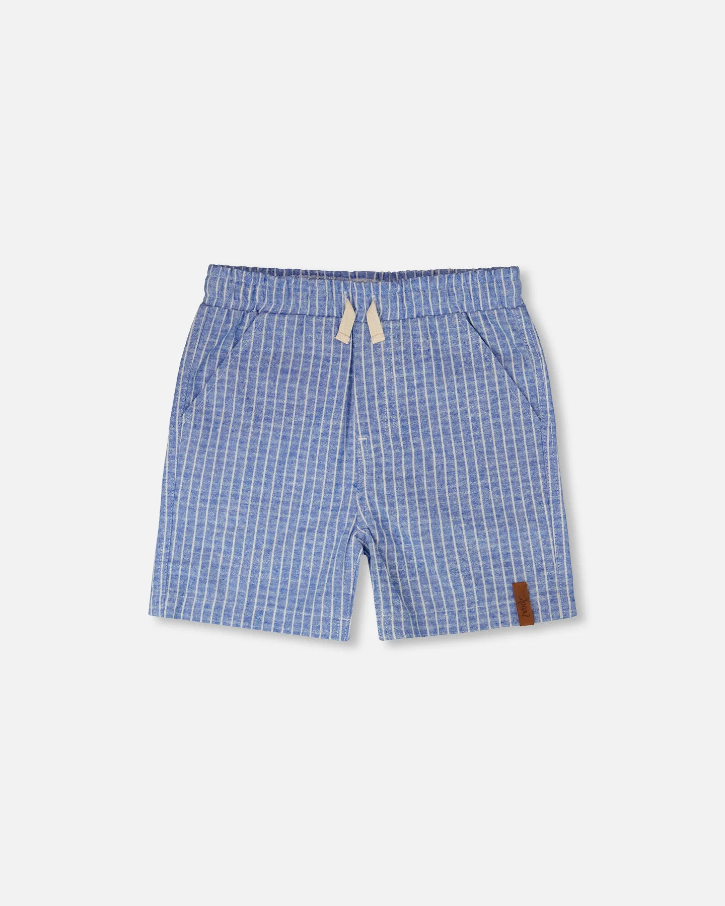 Printed Chambray Shorts Blue Denim Stripes | Shop Simon