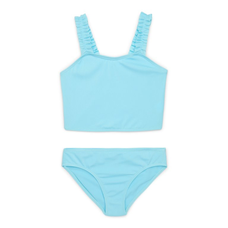 Wonder Nation Girls Ruffle Tankini Swimsuit, 2-Piece, Sizes 4-18 | Walmart (US)