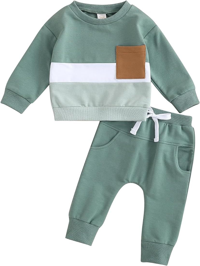 Murnouche Toddler Baby Boy Fall Winter Outfits Letter Crewneck Sweatshirt Casual Pants 2Pcs Clothes  | Amazon (US)