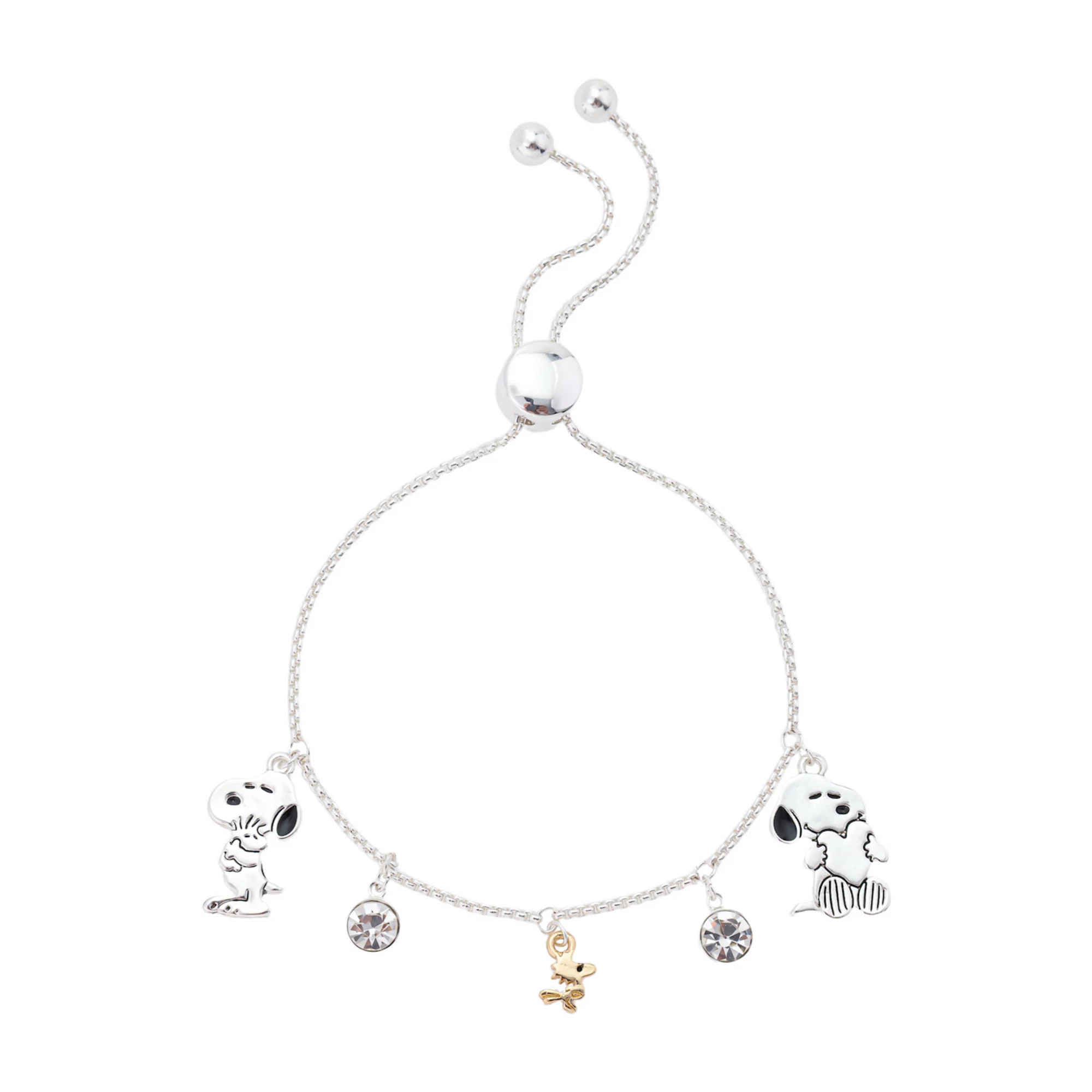 Peanuts Snoopy & Woodstock Crystal Bezel Charm Bolo Bracelet | Kohl's