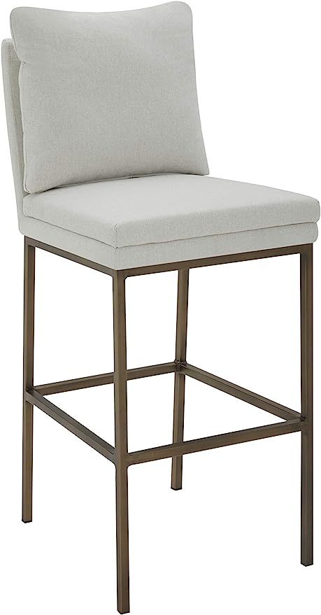 Amazon Brand – Rivet Lundberg Contemporary Upholstered Barstool with Brass Legs, 44.5"H, Chalk | Amazon (US)