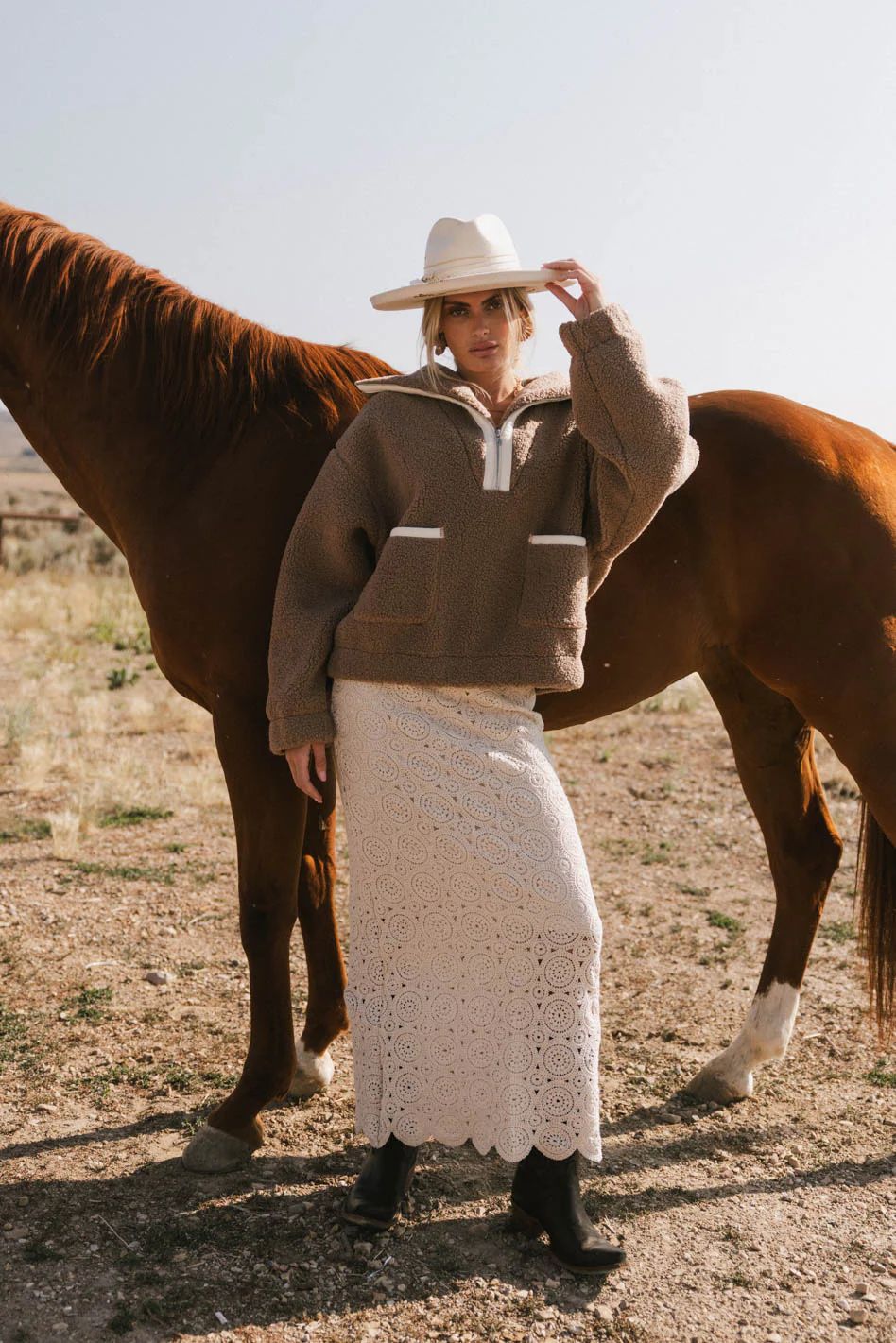 Nanet Crocheted Maxi Skirt in Natural | Böhme US