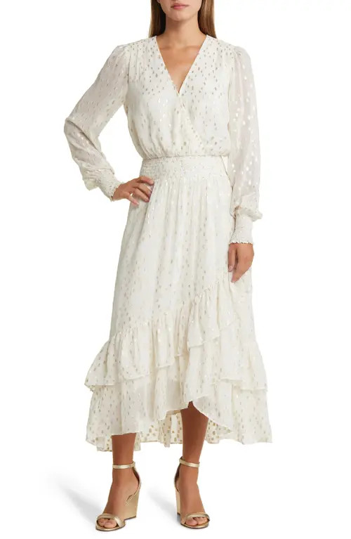 Lilly Pulitzer® Cristiana Long Sleeve Midi Dress in Coconut Metallic Clip Dobby at Nordstrom, Size 6 | Nordstrom