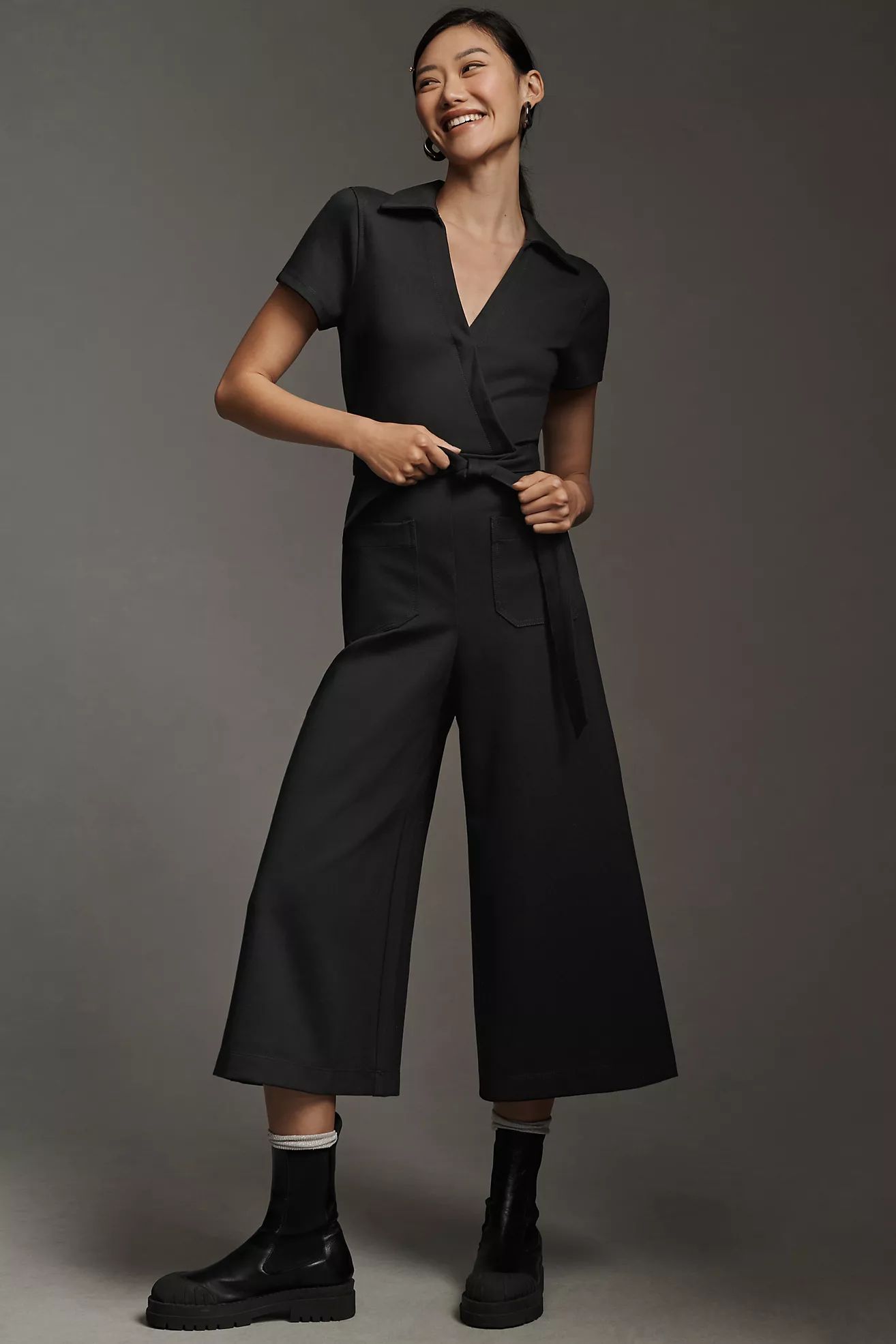 Maeve Wrapped Culotte Ponte Jumpsuit | Anthropologie (US)