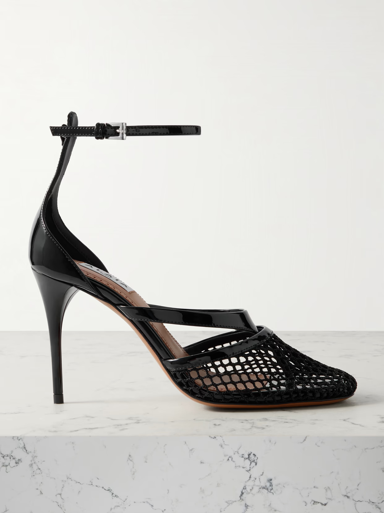 Alaïa - Patent-leather And Fishnet Pumps - Black | NET-A-PORTER (US)