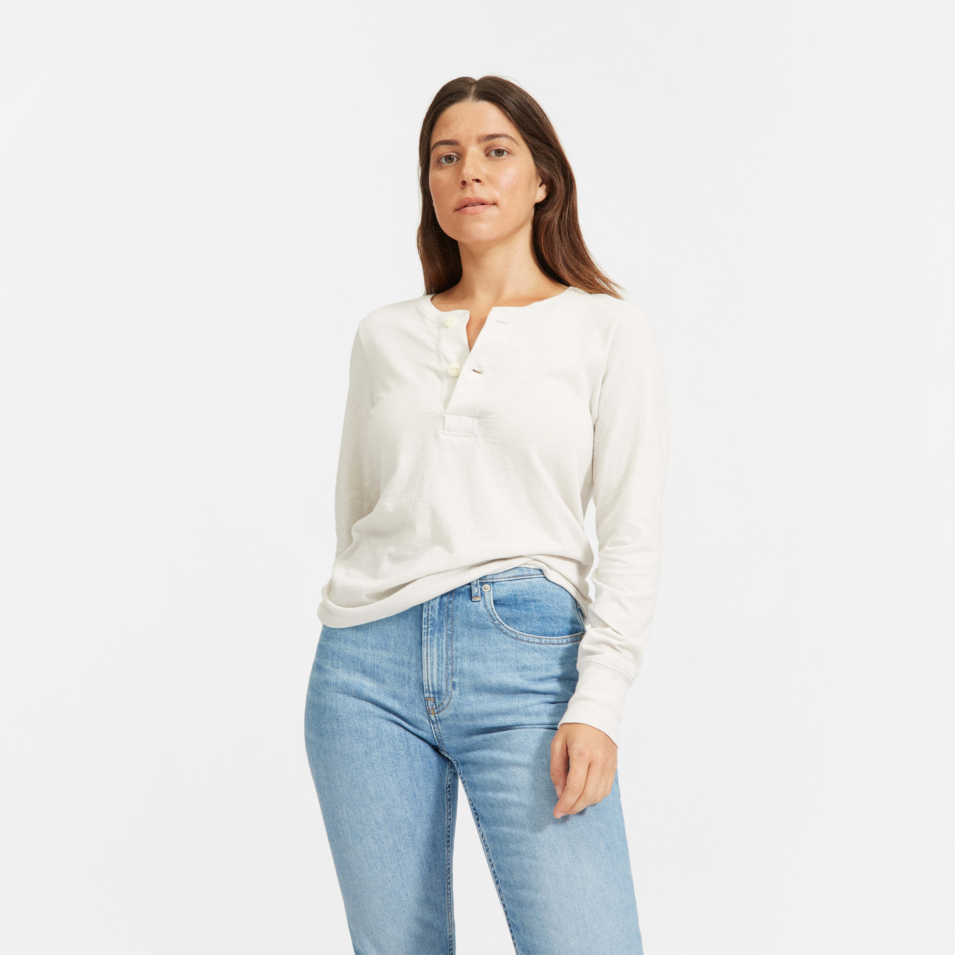 ReCotton Henley by Everlane in Off White, Size XXS | Everlane