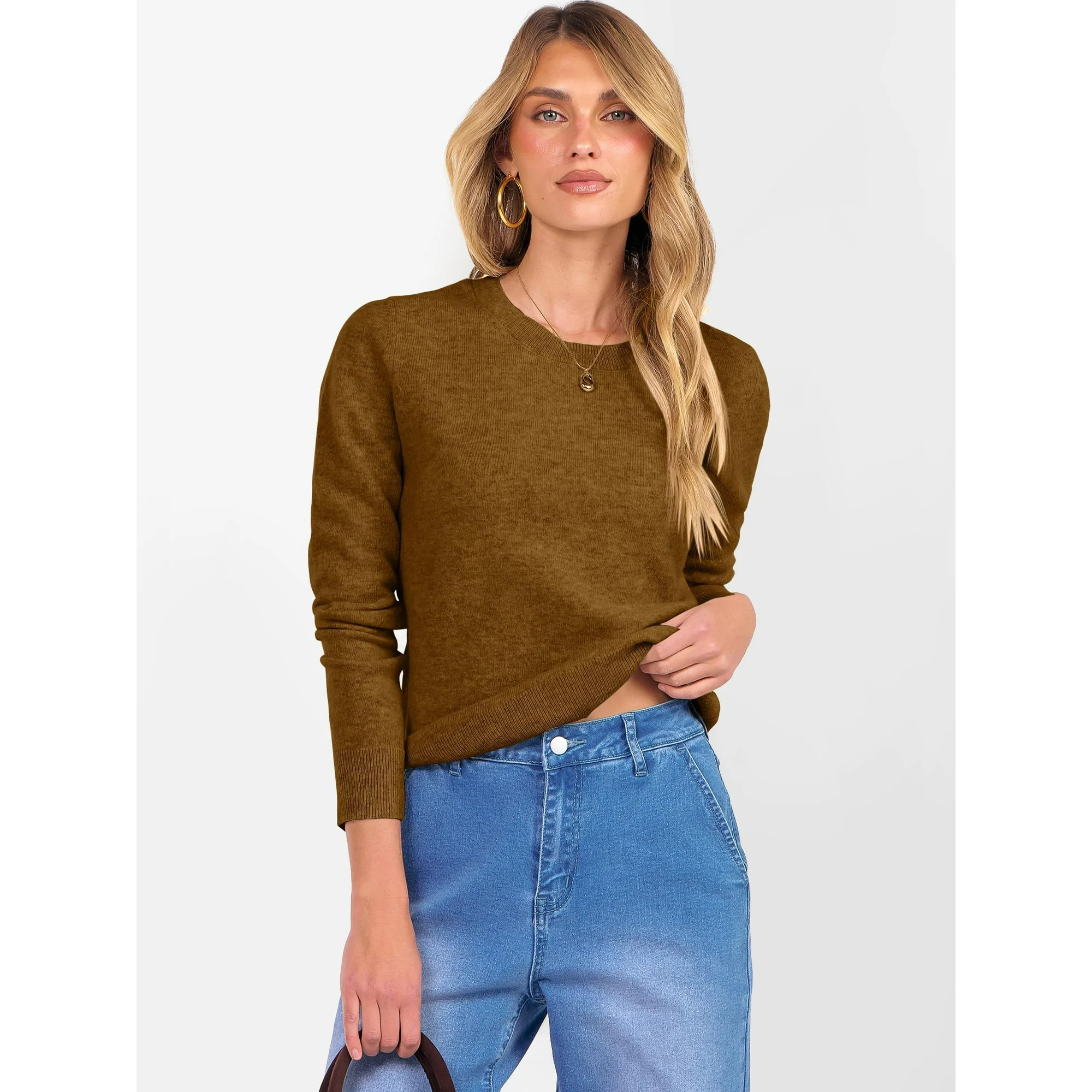 Luniro 100% Wool Sweaters for Women Long Sleeve Work Business Casual Basic Sweater 2025 Fall Tops | Walmart (US)