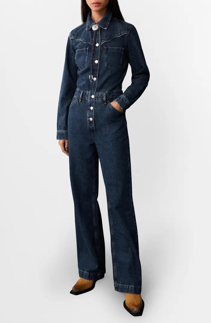MANGO Long Sleeve Denim Jumpsuit | Nordstrom | Nordstrom