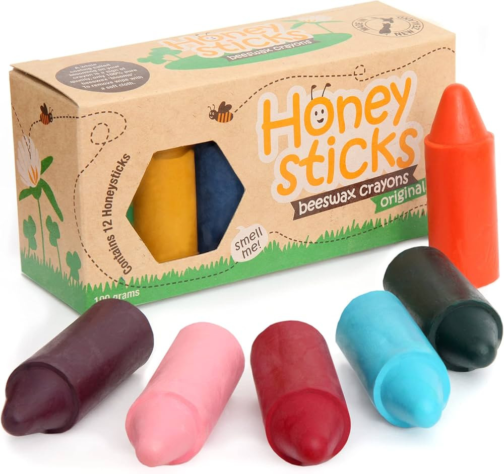 Honeysticks 100% Pure Beeswax Crayons (12 Pack) - Non-Toxic Crayons, Safe for Babies and Toddlers... | Amazon (US)