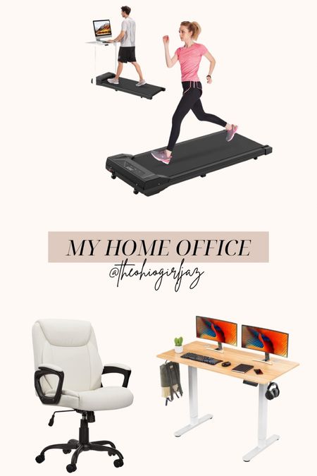 My home office essentials! Sitting to standing desk in wood and white. White amazon essentials roller chair super smooth. Black walking under desk treadmill with remote. Everything SUPER easy set up! Amazon home office essentials must haves! Sale

#LTKHoliday #LTKHolidaySale #LTKhome