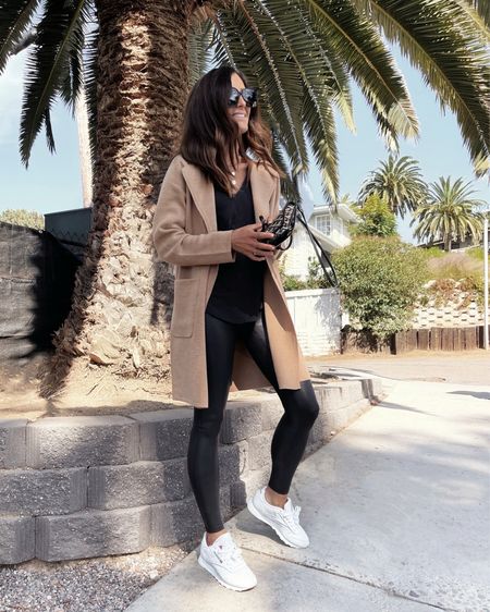 I’m just shy of 5’7 wearing the size XS cardigan coat and size Small faux leather leggings. 
Casual style, athleisure, white sneakers, StylinByAylin 

#LTKSeasonal #LTKunder100 #LTKstyletip