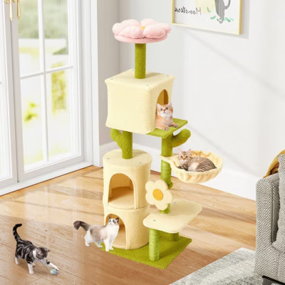 EROMMY 55'' Flower Cat Tree Tower, Cute Cat Tree For Indoor Small Medium Cats, Multi-level Cat Tower With Cat Scratching Post, Cat House, Cat Bed | Target