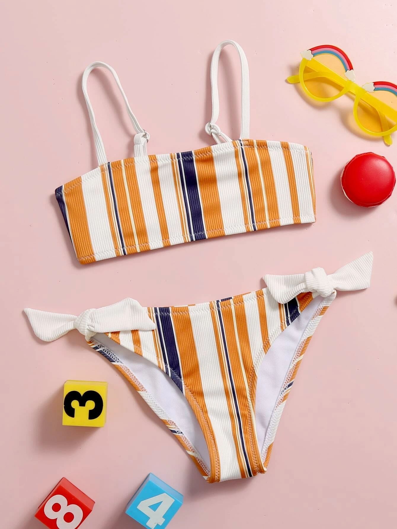 Toddler Girls Striped Tie Side Bikini Swimsuit | SHEIN