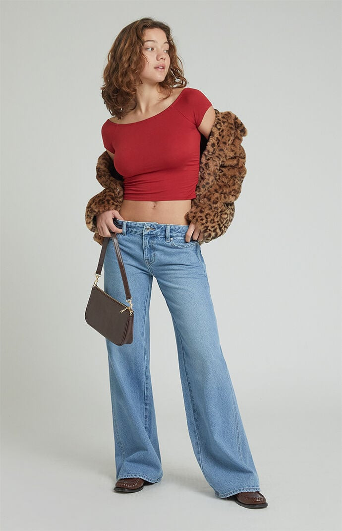 Women's Dark Indigo Low Rise Baggy Jeans in Medium Indigo - Size 29 | PacSun