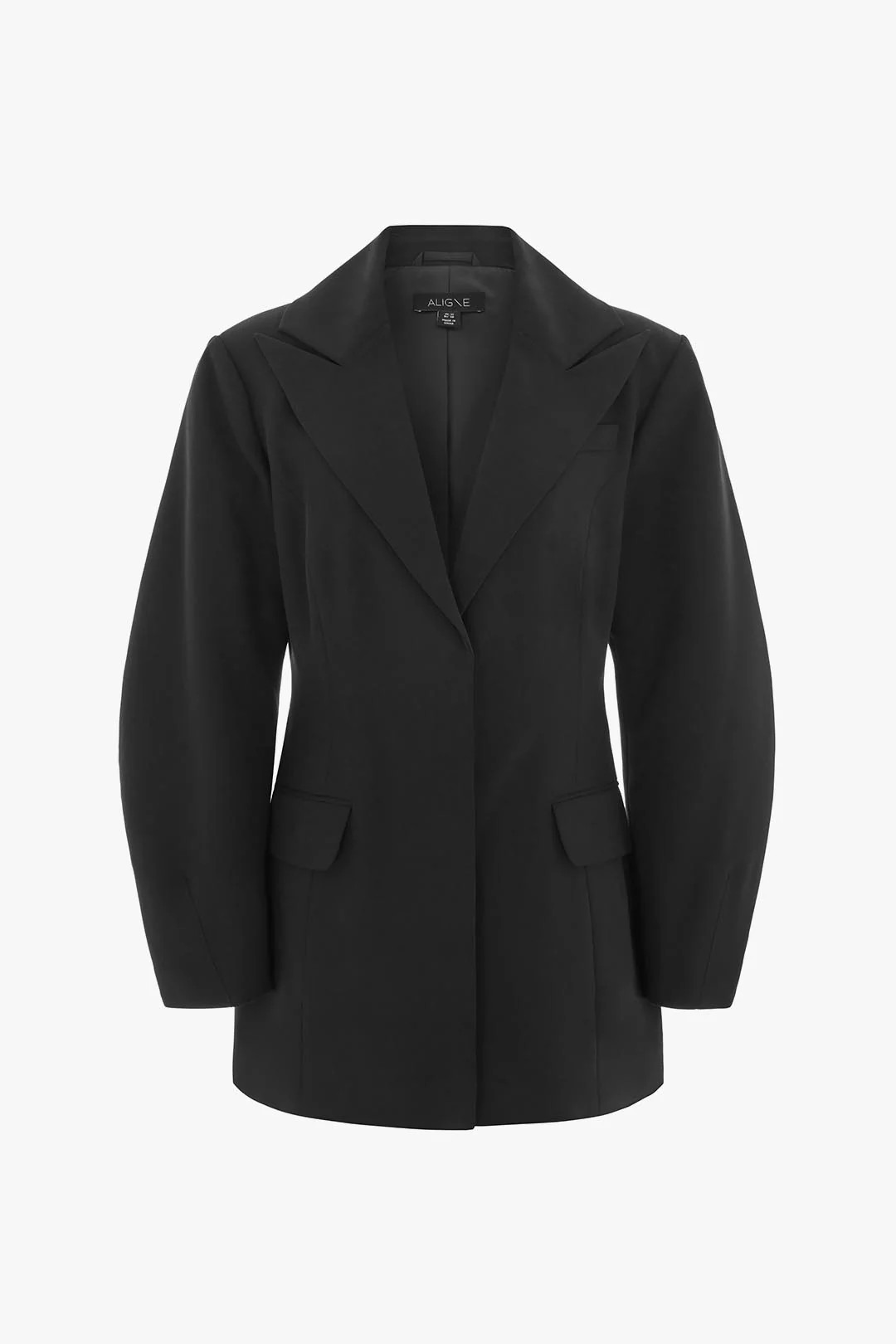 Mariah | Curved Sleeve Hourglass Blazer in Black | ALIGNE | Aligne UK