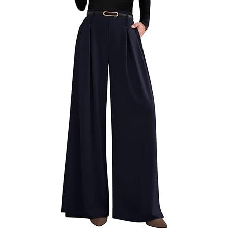 PRETTYGARDEN Womens Spring Wide Leg Palazzo Pants 2026 Trendy Loose Button High Waist Pleated Wor... | Amazon (US)