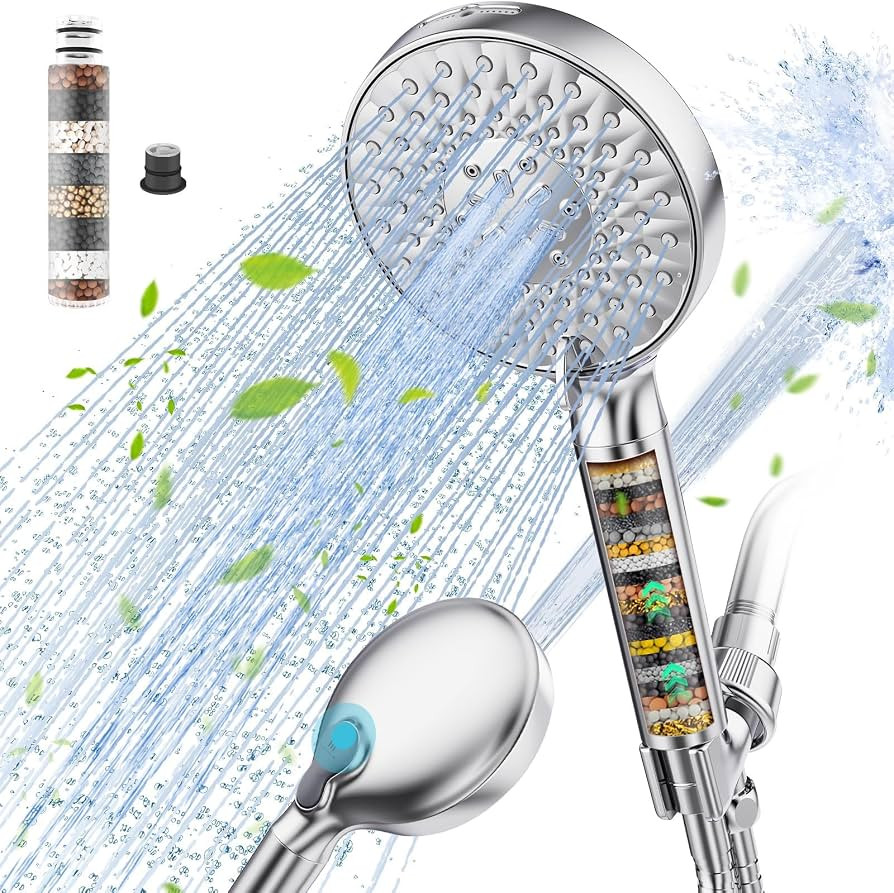Filtered Shower Head with Handheld, High Pressure 9 Spray Mode Chrome Showerhead with Filters,det... | Amazon (US)
