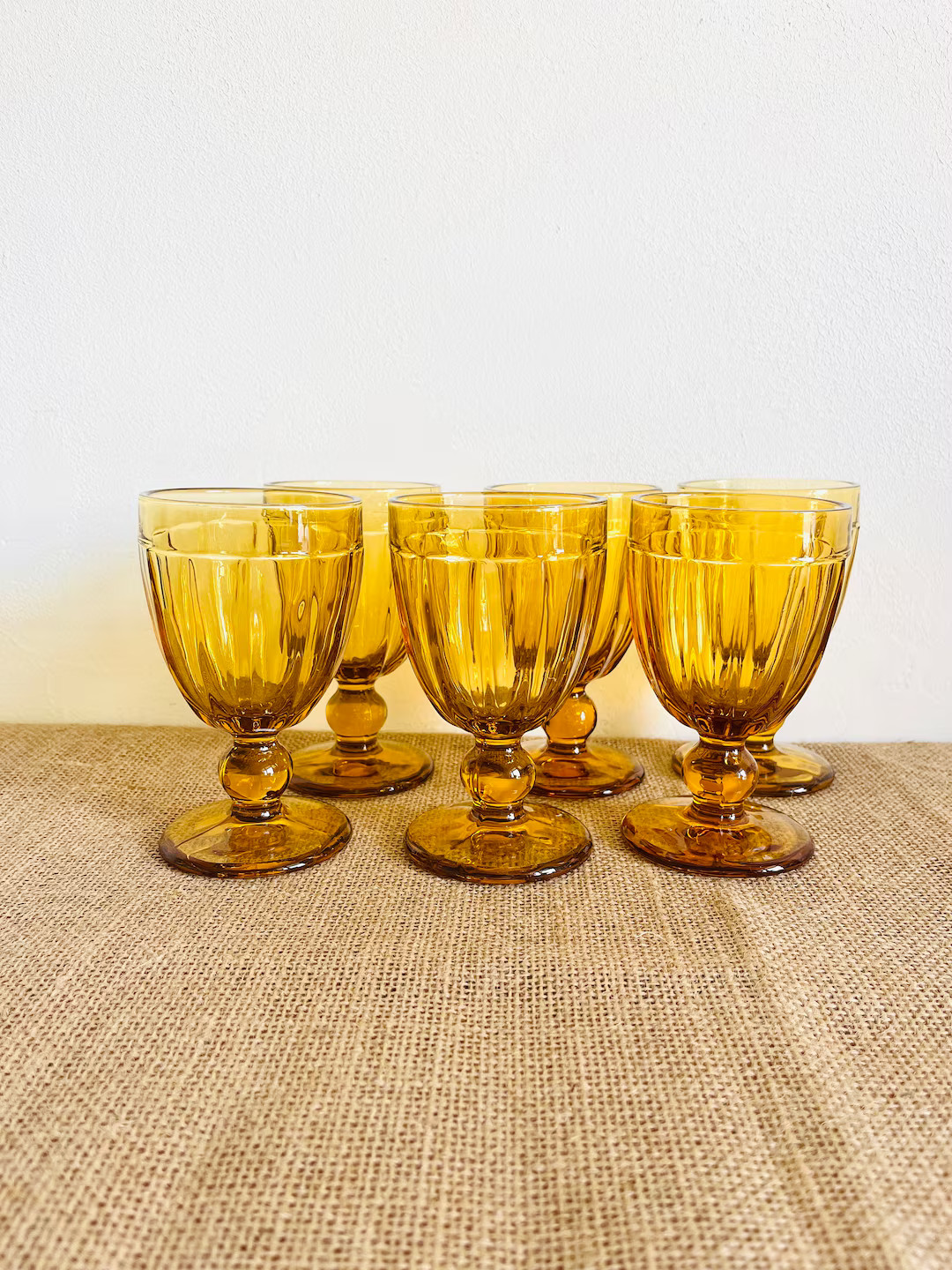 Set of Amber Glasses, 1970s, Amber Glass Goblets - Etsy | Etsy (US)