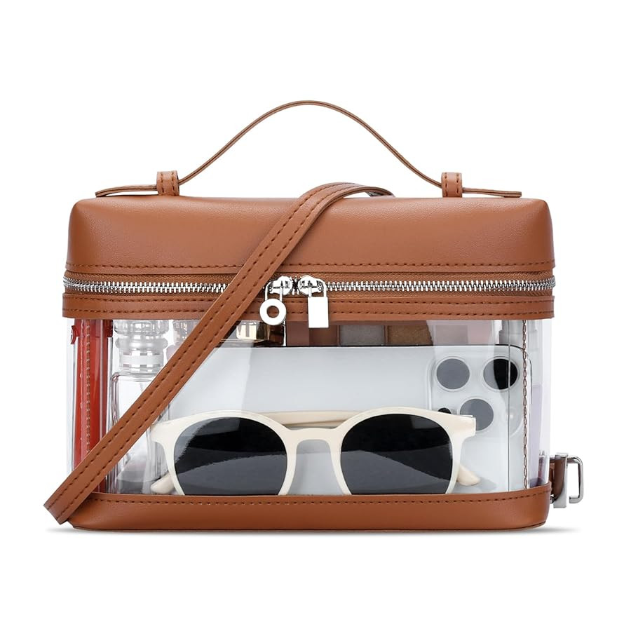 KKXIU Clear Crossbody Bags for Women Stadium Approved Vegan Leather Transparent Purses for Concer... | Amazon (US)