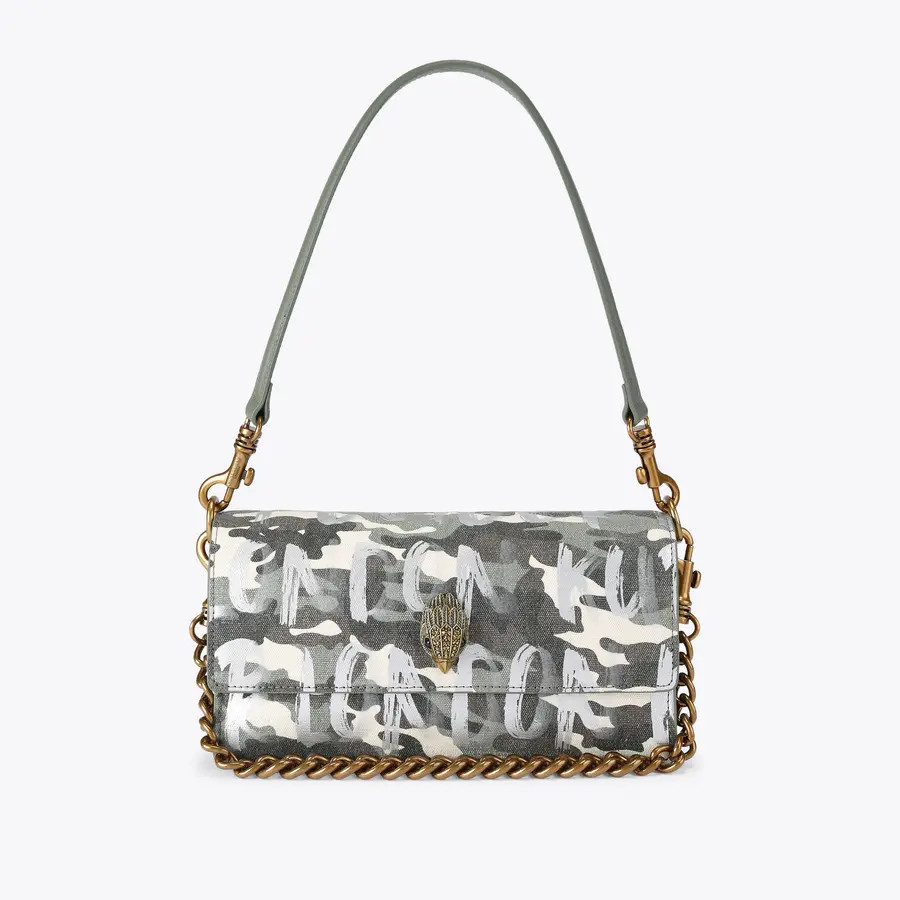 SHOREDITCH SOFT SH Camouflage Denim Branded Shoulder Bag by Kurt Geiger London | Kurt Geiger US