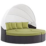 Modway Convene Wicker Rattan Outdoor Patio Retractable Canopy Round Poolside Sectional Sofa Daybed w | Amazon (US)