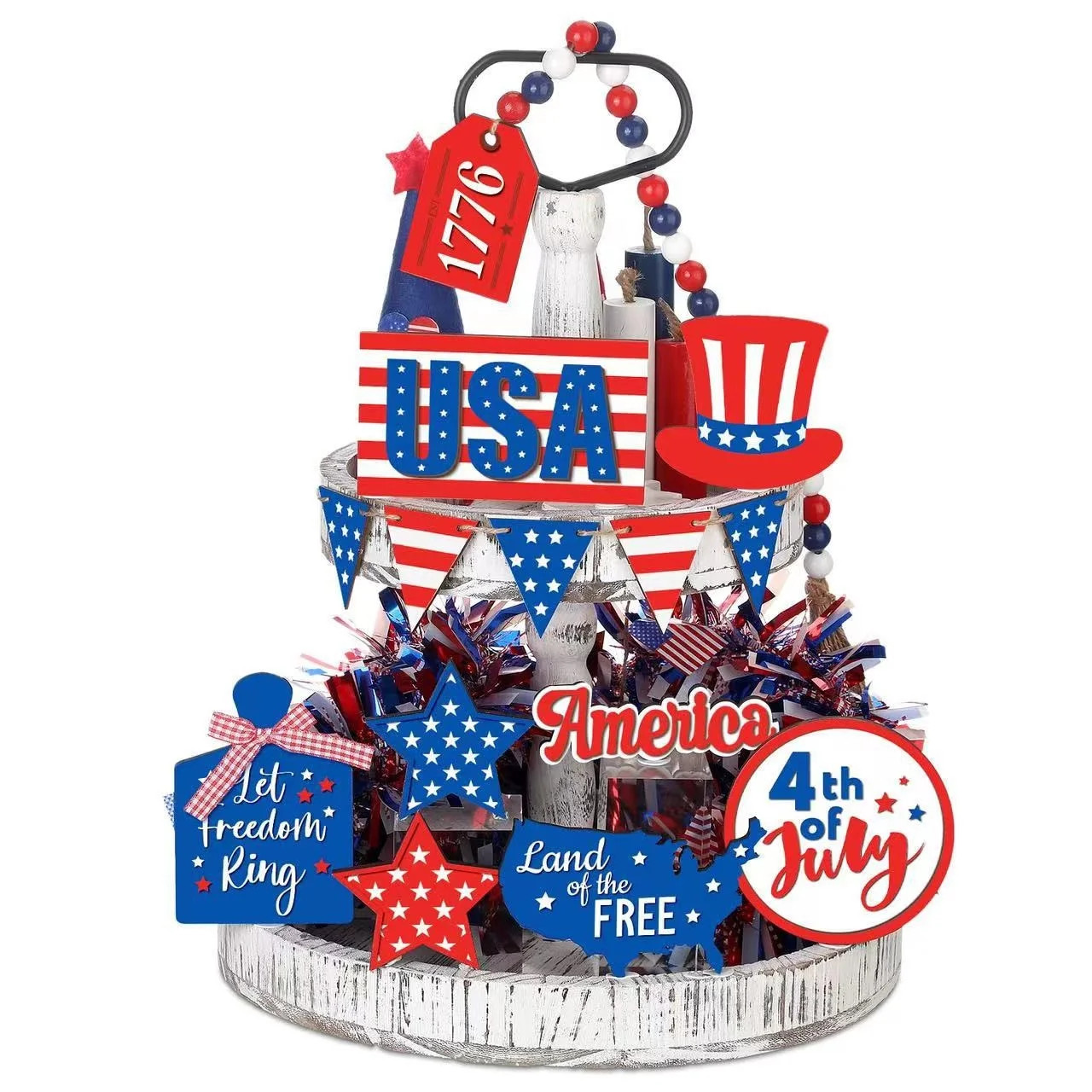 Holloyiver 15 Pcs of 4th of July Tiered Tray Decor Set, Patriotic Tiered Tray Decor Independence ... | Walmart (US)