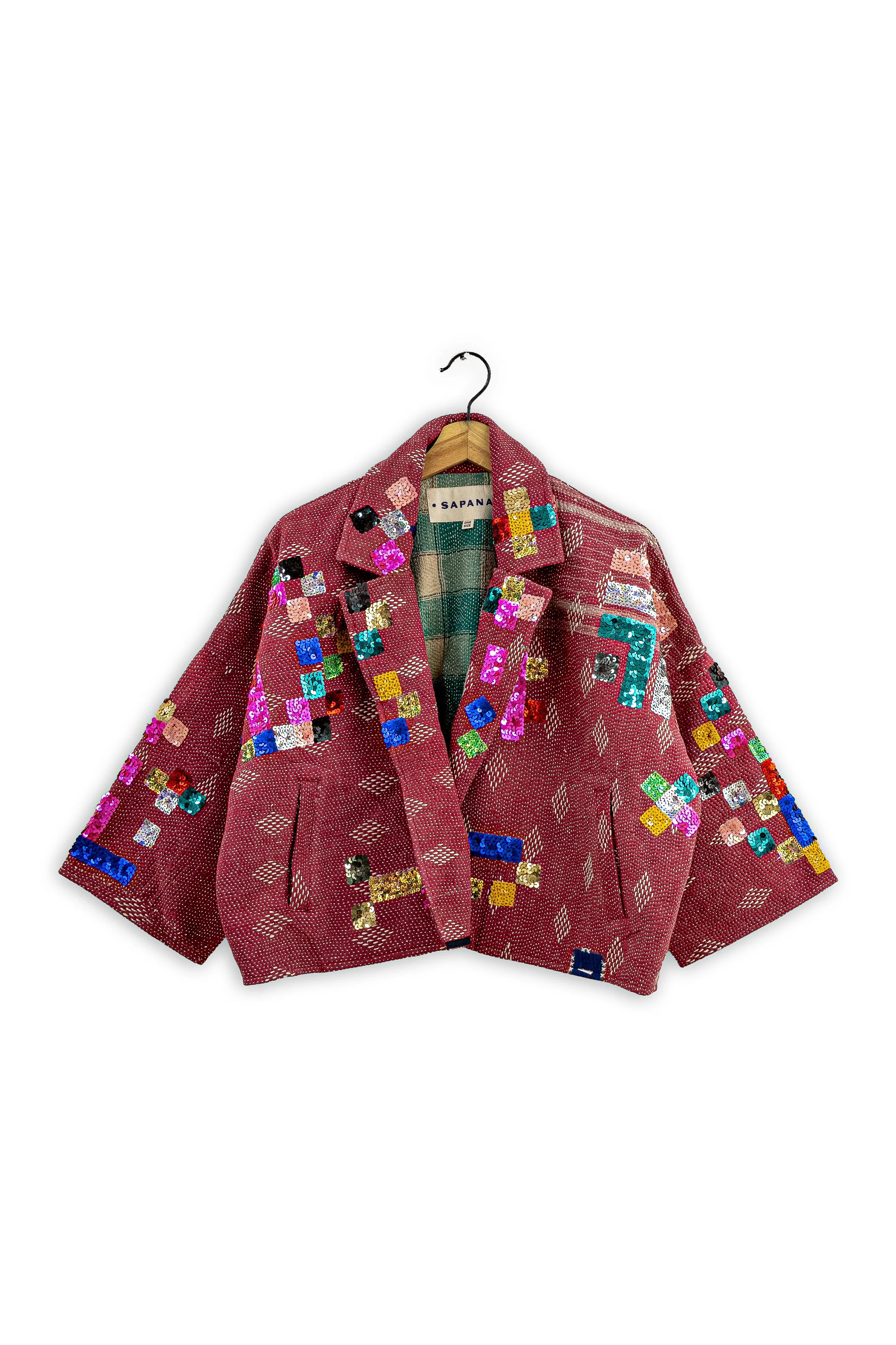 Vintage Kantha Blanket Coat The Round Top Blanket Coat | Sapana