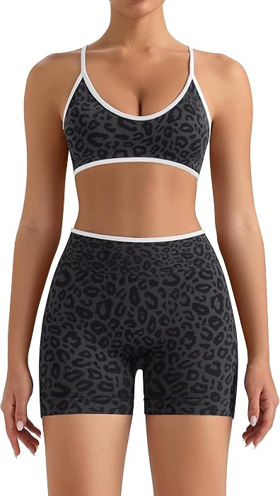 TDIFFUN Women Workout Sets 2 Piece Seamless Scrunch Butt Lifting Shorts Strappy Sports Bra Matchi... | Amazon (US)